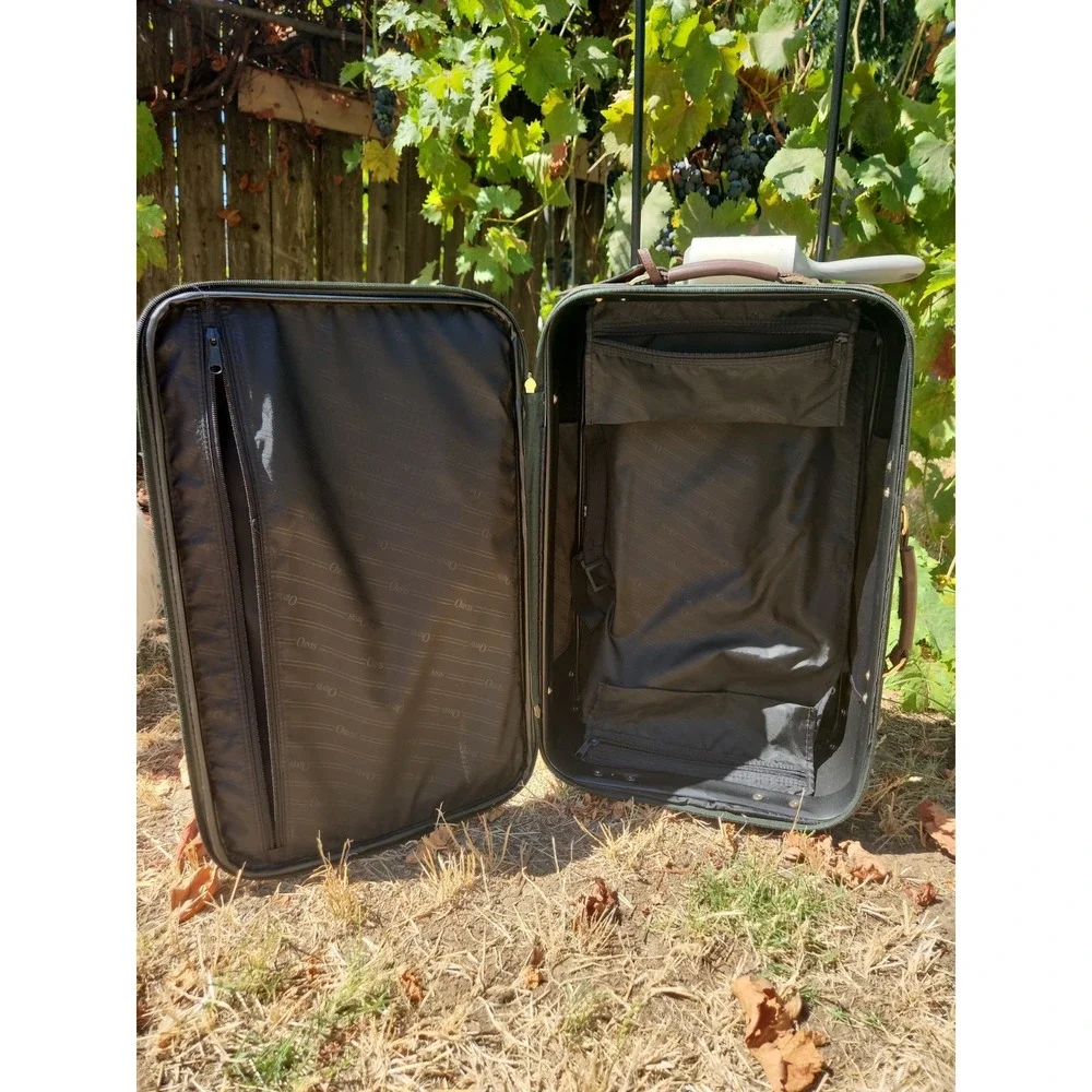VTG Tumi Olive Green Luggage Travel Bag and Suitcase with Real Leather Trim